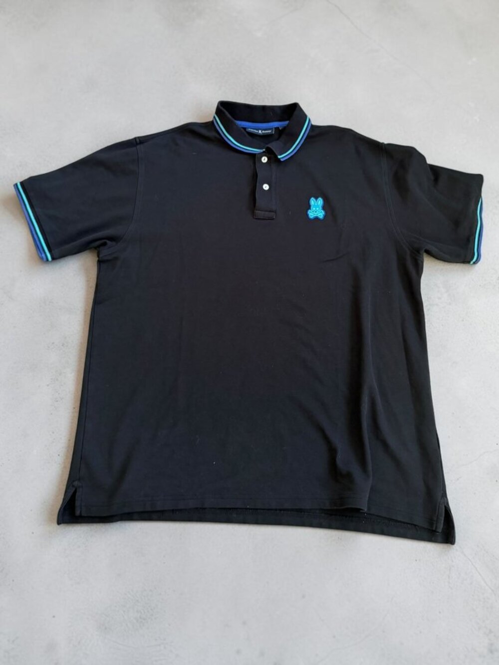 PSYCHO BUNNY Men's Black Signature Polo Shirt Size 9 / XXXL